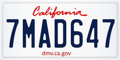 CA license plate 7MAD647