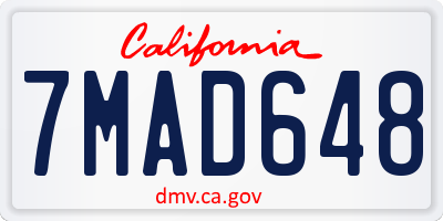 CA license plate 7MAD648