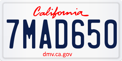 CA license plate 7MAD650