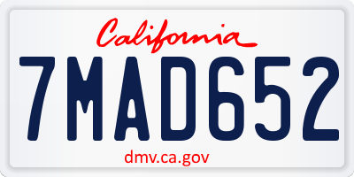 CA license plate 7MAD652