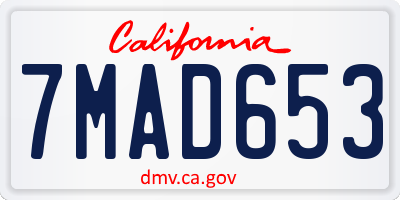 CA license plate 7MAD653