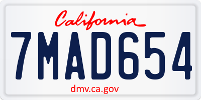 CA license plate 7MAD654