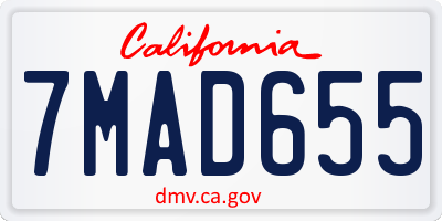 CA license plate 7MAD655