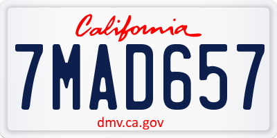CA license plate 7MAD657