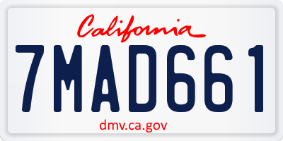 CA license plate 7MAD661