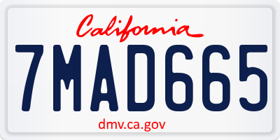 CA license plate 7MAD665