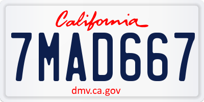CA license plate 7MAD667