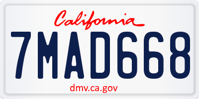 CA license plate 7MAD668