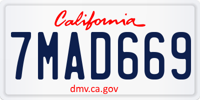 CA license plate 7MAD669