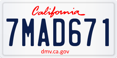 CA license plate 7MAD671