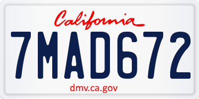 CA license plate 7MAD672
