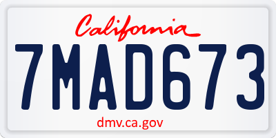 CA license plate 7MAD673