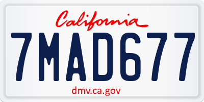 CA license plate 7MAD677