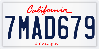 CA license plate 7MAD679