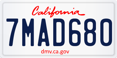 CA license plate 7MAD680