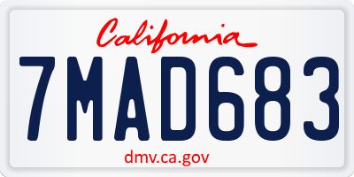 CA license plate 7MAD683