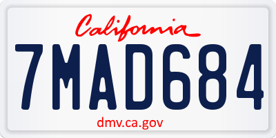 CA license plate 7MAD684