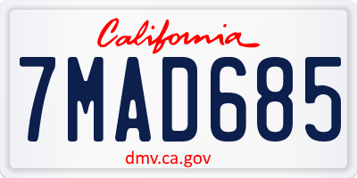 CA license plate 7MAD685