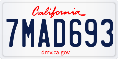 CA license plate 7MAD693