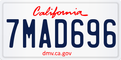 CA license plate 7MAD696