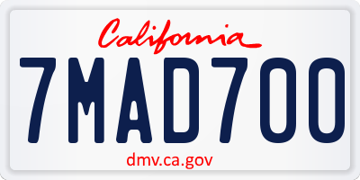 CA license plate 7MAD700