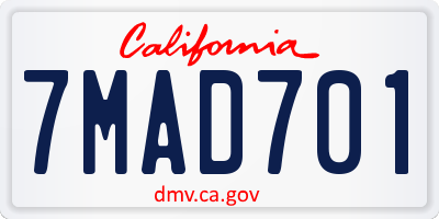 CA license plate 7MAD701