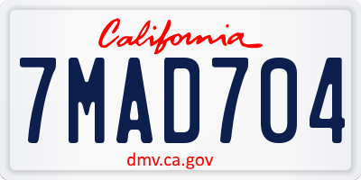 CA license plate 7MAD704
