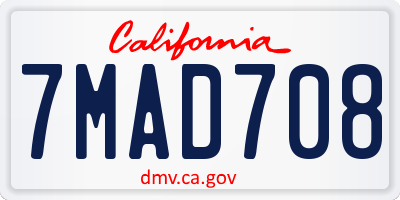 CA license plate 7MAD708