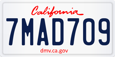 CA license plate 7MAD709