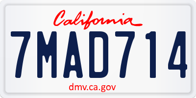 CA license plate 7MAD714