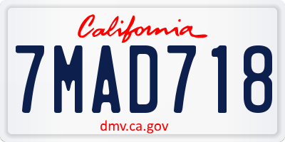 CA license plate 7MAD718