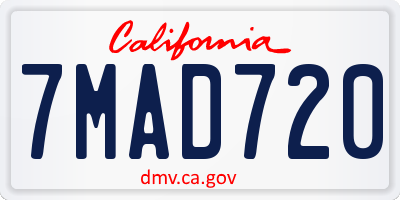 CA license plate 7MAD720