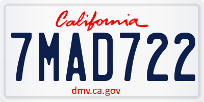 CA license plate 7MAD722