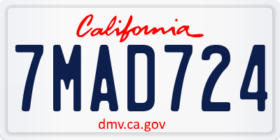 CA license plate 7MAD724