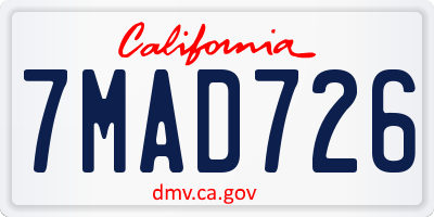 CA license plate 7MAD726