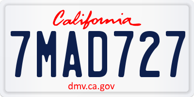 CA license plate 7MAD727