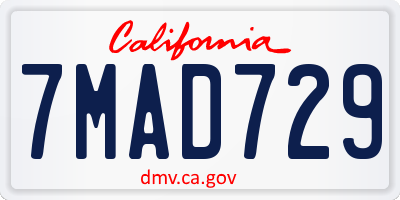 CA license plate 7MAD729
