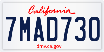 CA license plate 7MAD730