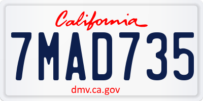 CA license plate 7MAD735