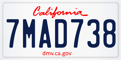 CA license plate 7MAD738