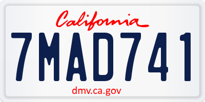 CA license plate 7MAD741