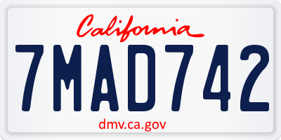 CA license plate 7MAD742