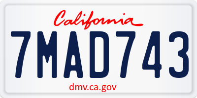 CA license plate 7MAD743