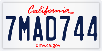 CA license plate 7MAD744