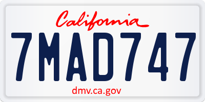 CA license plate 7MAD747