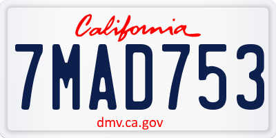 CA license plate 7MAD753