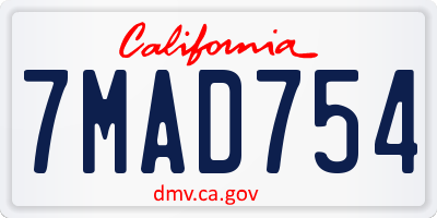 CA license plate 7MAD754