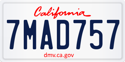 CA license plate 7MAD757