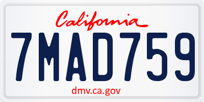 CA license plate 7MAD759