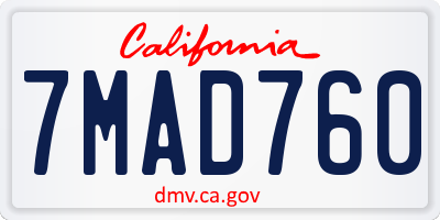 CA license plate 7MAD760